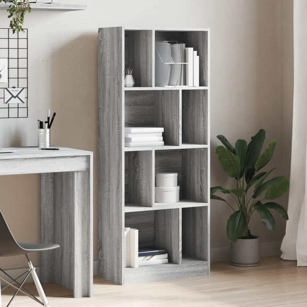 Libreria grigio sonoma 57x28,5x141 cm in legno multistrato