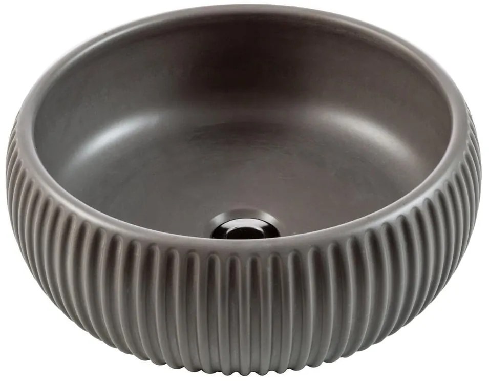 Lavabo da appoggio Lavandino color cemento grigio opaco CIPI tondo in cemento grigio opaco piletta non inclusa