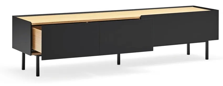 Tavolo TV in rovere nero e naturale 180x45 cm Arista - Teulat