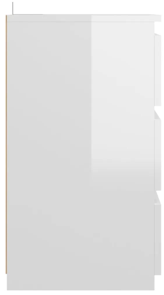 Comodini 2 pz bianco lucido 40x35x62,5 cm in truciolato