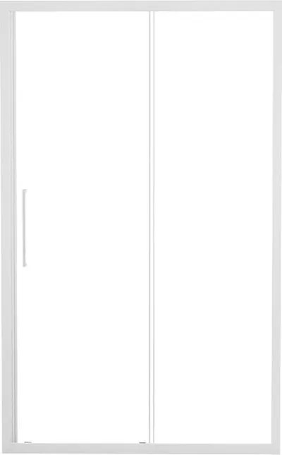 Porta doccia scorrevole L 152-156 cm x H 195 cm per nicchia in vetro trasparente SP. 6 mm, profilo opaco bianco, serie Record