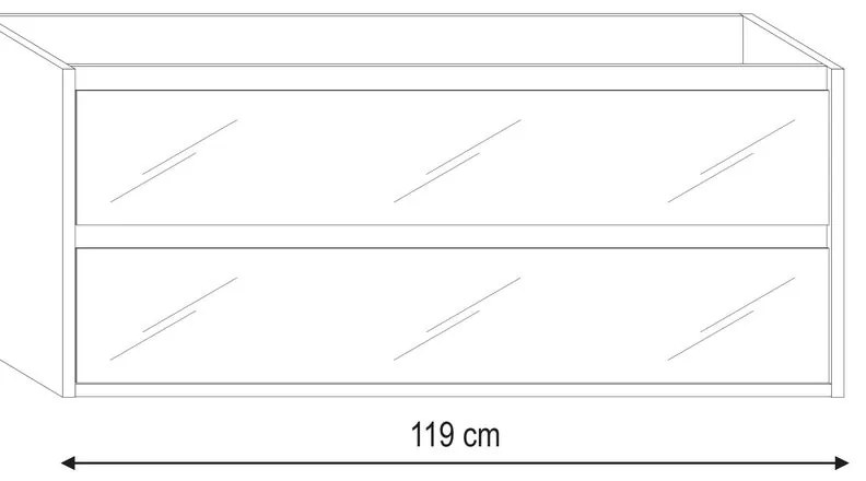 Armadietto bagno a terra Loto 2 cassetti 2 ante P 45.5 x L 119 x H 50 cm rovere scuro con frontali in vetro