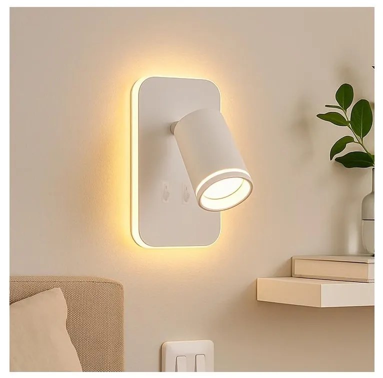 Faretto da parete a LED PIPE 1xGU10/10W/230V + LED/6W bianco