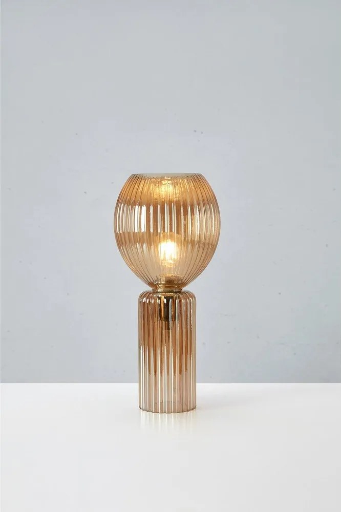 Lampada da tavolo color ambra con paralume in vetro (altezza totale 40 cm) Toulipa – Markslöjd
