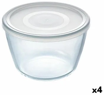 Porta Pranzo Rotondo con Coperchio Pyrex Cook  Freeze 1,6 L 17 x 17 x 12 cm Trasparente Silicone Vetro (4 Unità)