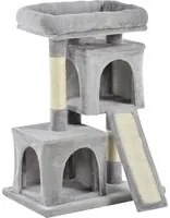 EasyComfort Albero Tiragraffi per Gatti con Pali in Sisal, Lettino e 2 Casette, 59x39x83cm, Grigio