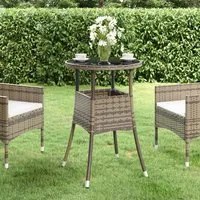 Tavolo Giardino 60x75 cm Vetro Temperato e Polyrattan Grigio 310600