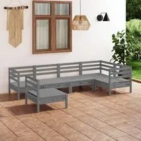 Set Salotto da Giardino 6 pz in Legno Massello di Pino Grigio 3082729