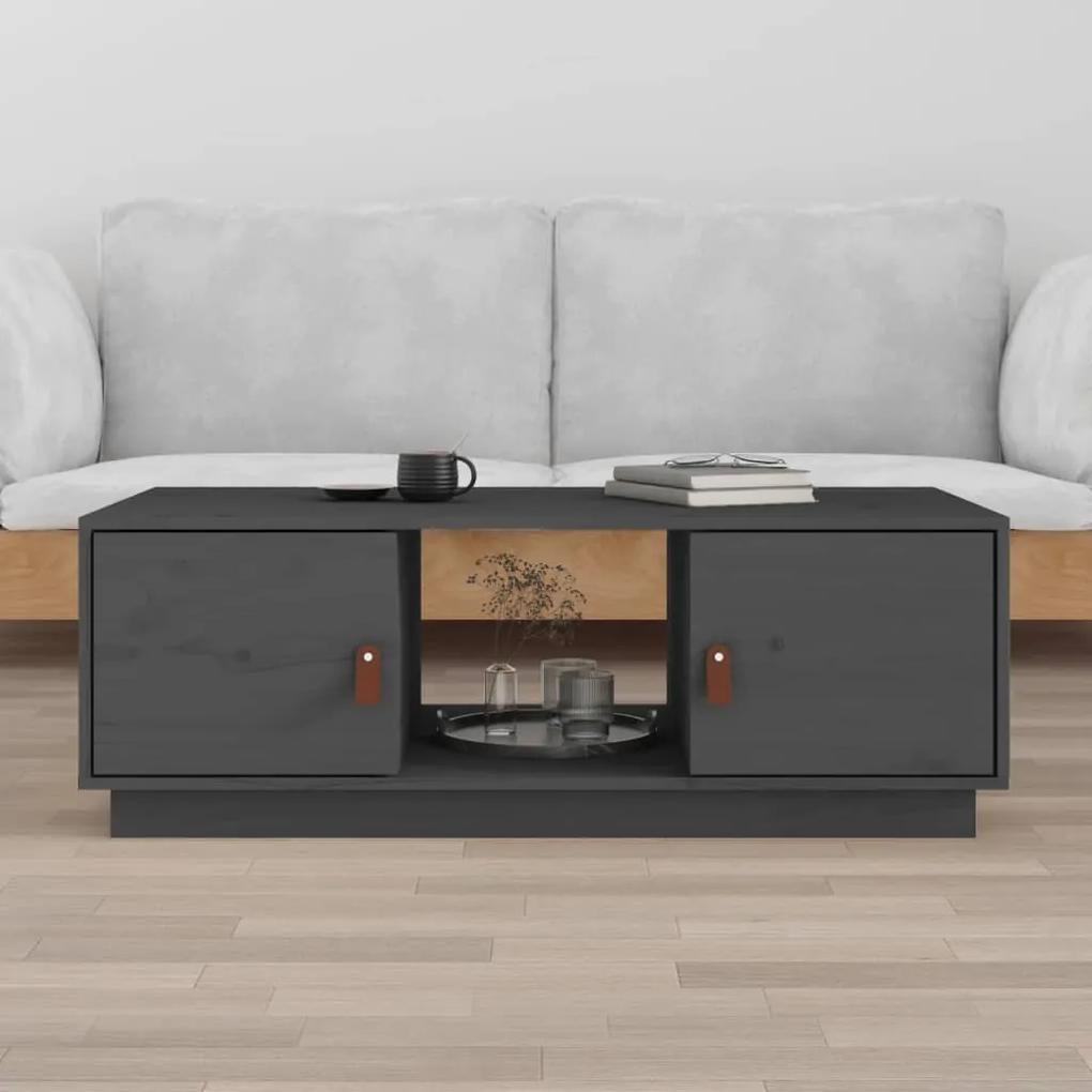 Tavolino da salotto grigio 100x50x35 cm legno massello di pino
