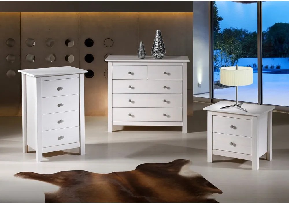 Cassettiera alta bianca in legno di pino 46x80 cm Berna - Marckeric