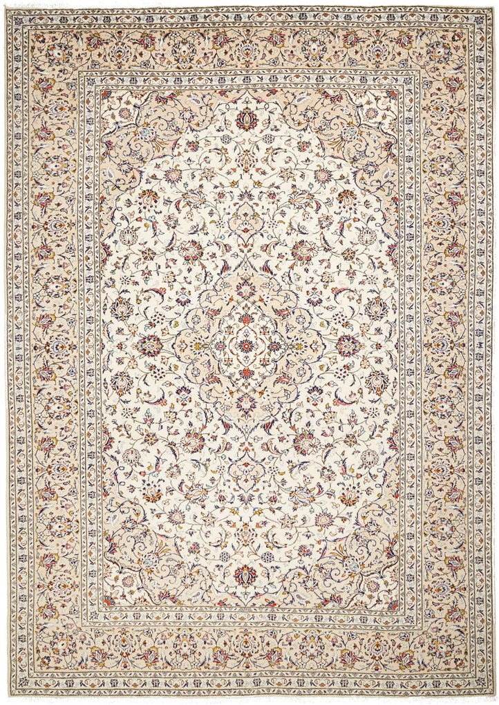 Kashan Tappeto 250 x 350 Beige (Iran) Annodato A Mano