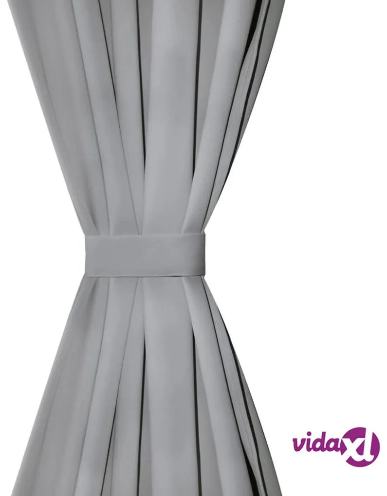 vidaXL 2 Pz Tende in Micro Raso con Passanti 140x245 cm Grigie