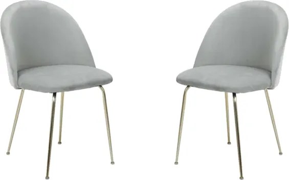 Sedia poltroncina in velluto Grigio Chiaro con gambe in metallo Oro - PARIS 2 sedie