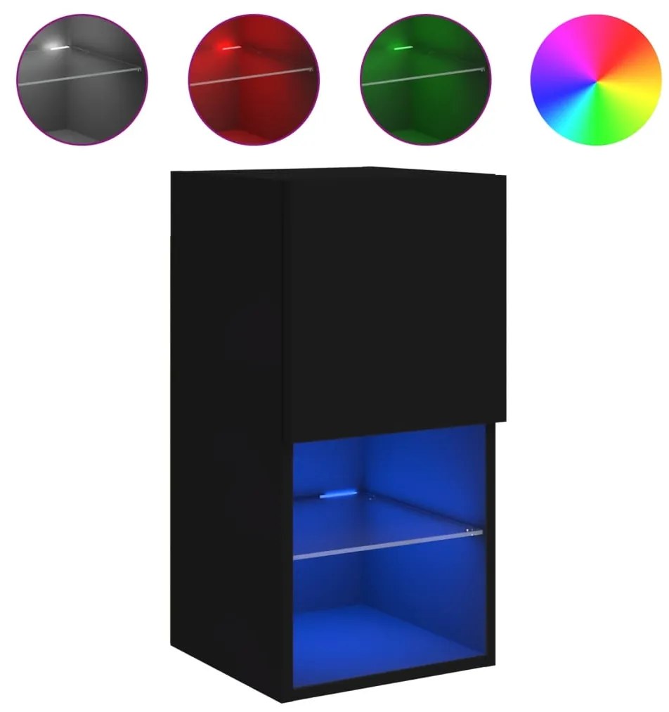 Mobile tv con luci led nero 30,5x30x60 cm