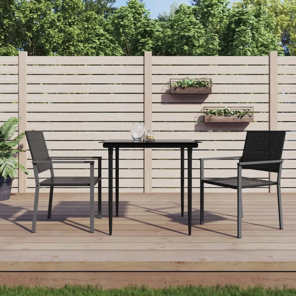 Set da pranzo da giardino 3 pz in polyrattan e acciaio