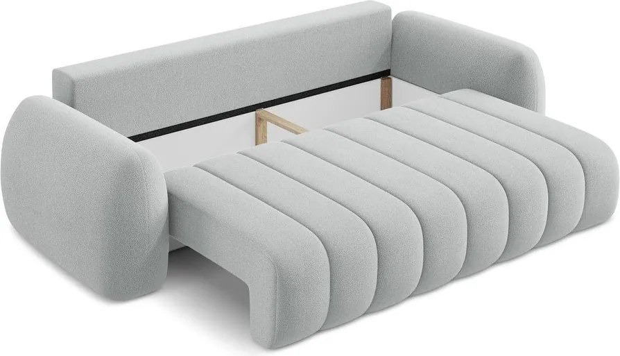 Divano grigio chiaro allungabile/con contenitore con rivestimento in bouclé 266 cm Pele – Makamii