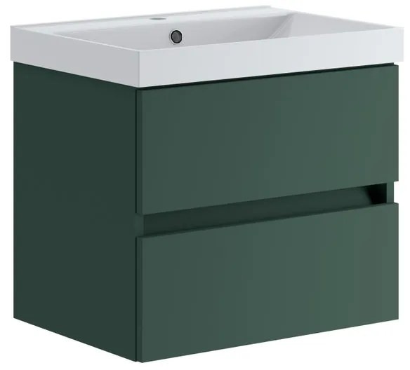 Mobile bagno con lavabo L 59.5 x H 50 x P 45.5 cm laccato opaco verde foresta 2 cassetti per vasca centrale Kora