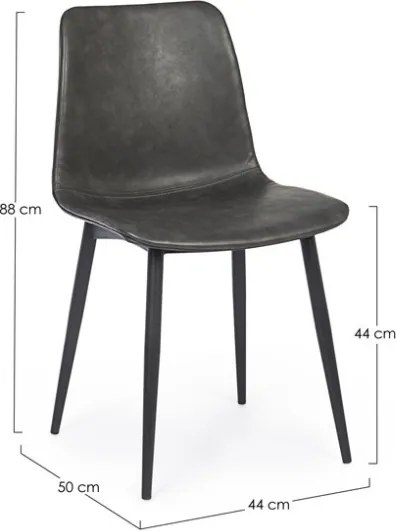 Sedia Da Interno In Ecopelle Antracite Vintage Senza Braccioli Kyra Bizzotto - 4 Pz