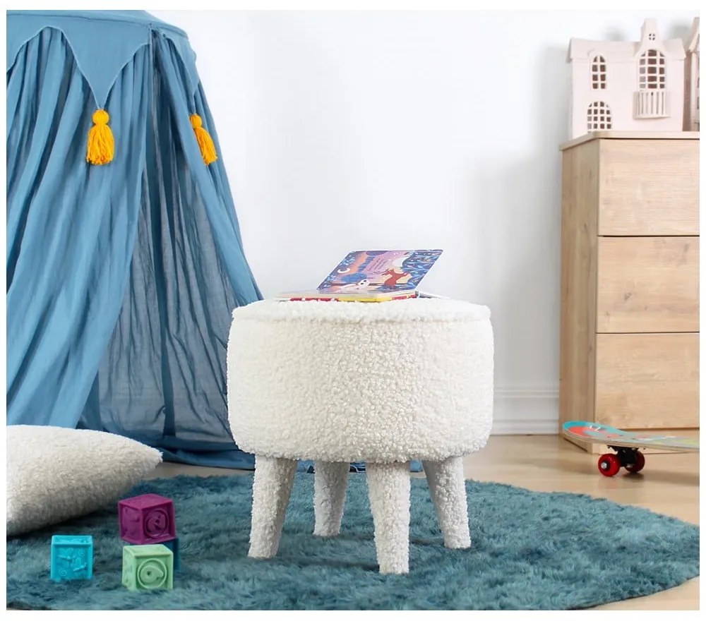 Pouf bianco per bambini in tessuto bouclé Moouv - Artie