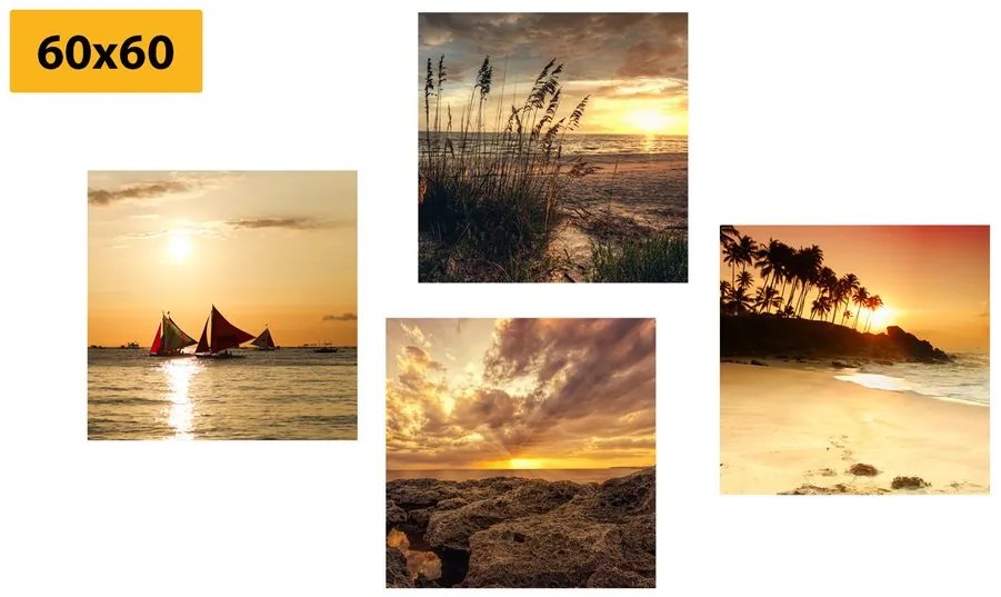 Set di quadri – Tramonto incantevole al mare