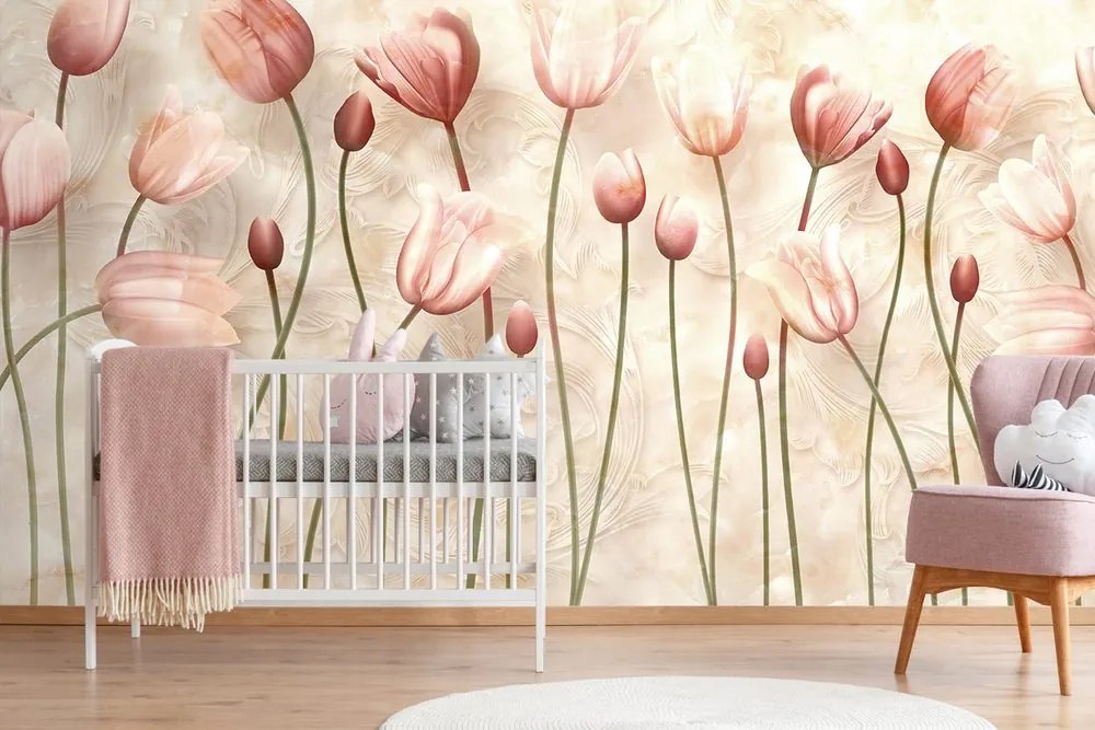 Carta da parati – Tulipani rosa antico