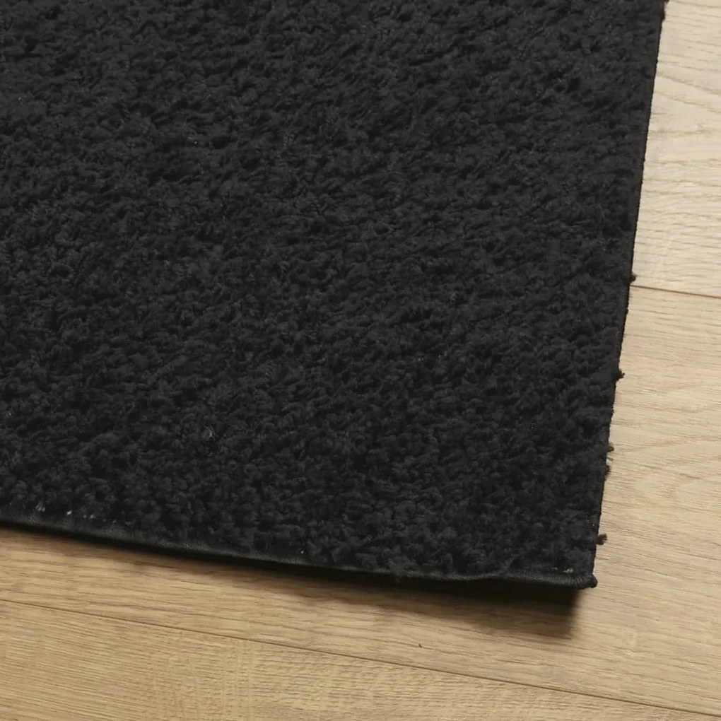 Tappeto Shaggy a Pelo Lungo Moderno Nero 200x200 cm