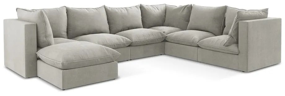 Divano angolare grigio chiaro (con penisola a destra/a U) Manao – Makamii