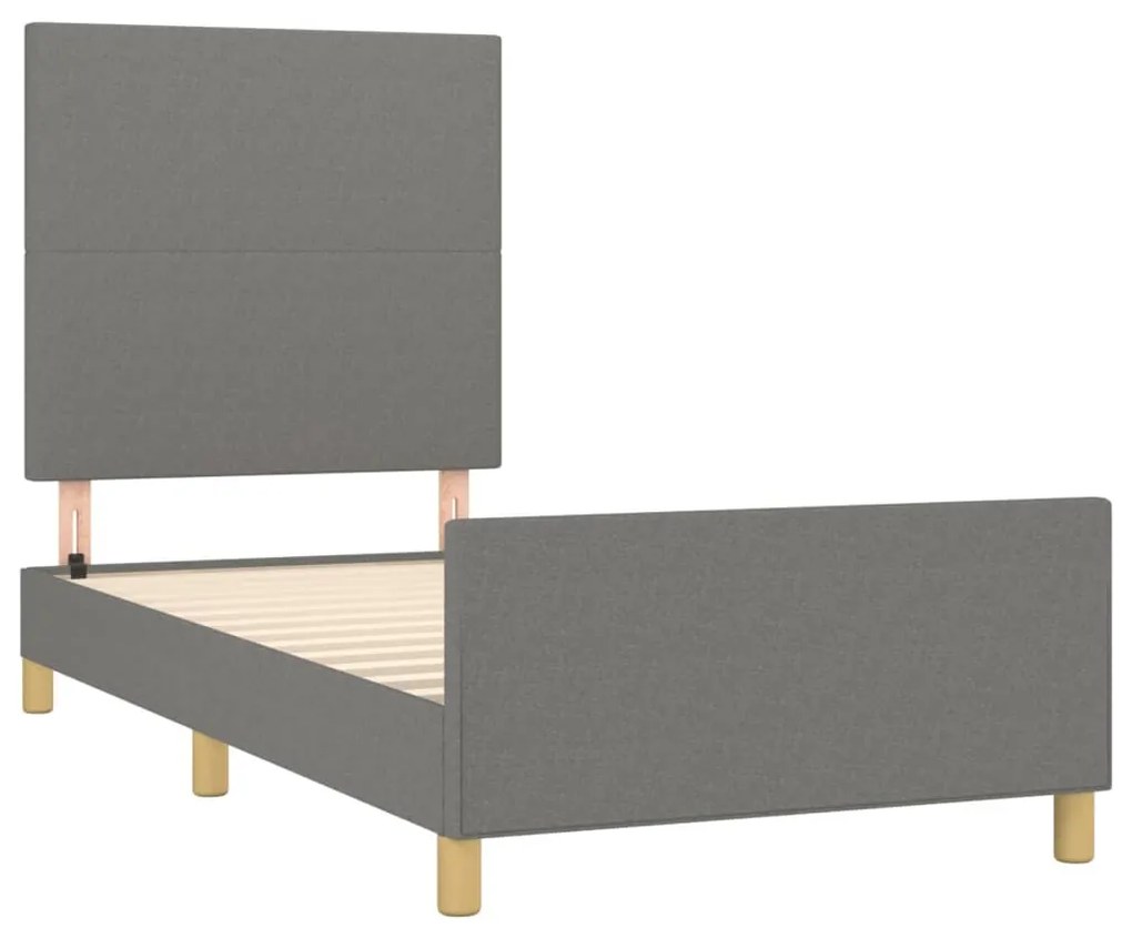 Giroletto con testiera grigio scuro 80x200 cm in tessuto