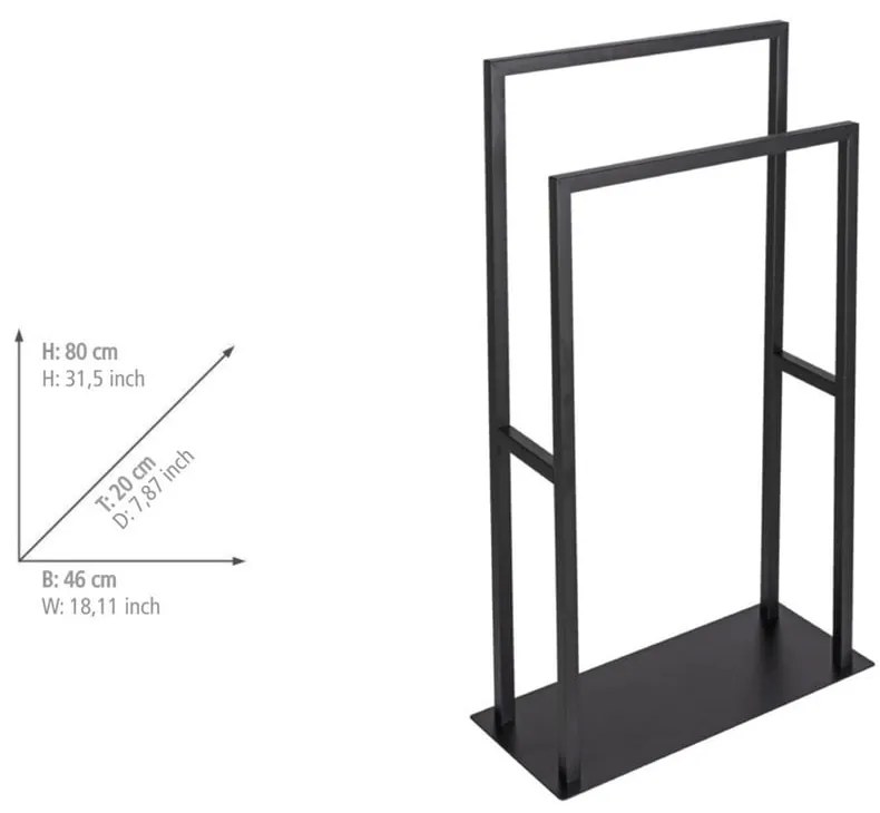 Portasciugamani in acciaio inox nero Rivaltana - Wenko