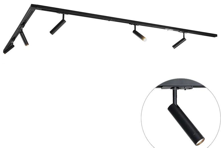 Sistema di illuminazione a binario moderno con 5 faretti neri monofase - Iconic Ivy