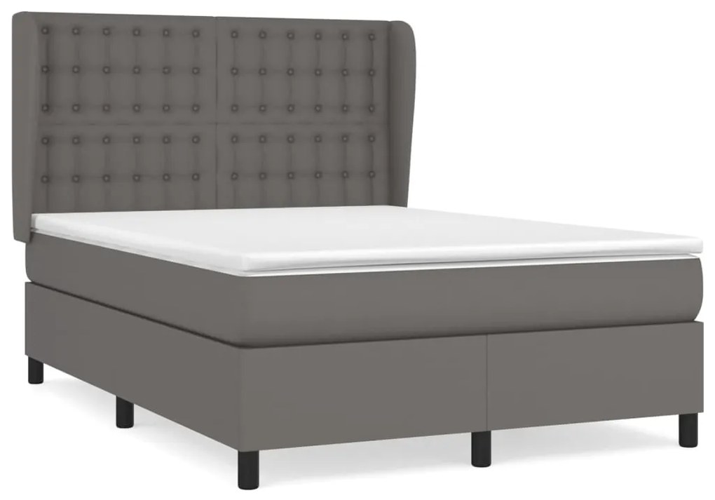 Giroletto a molle con materasso grigio 140x200 cm in similpelle