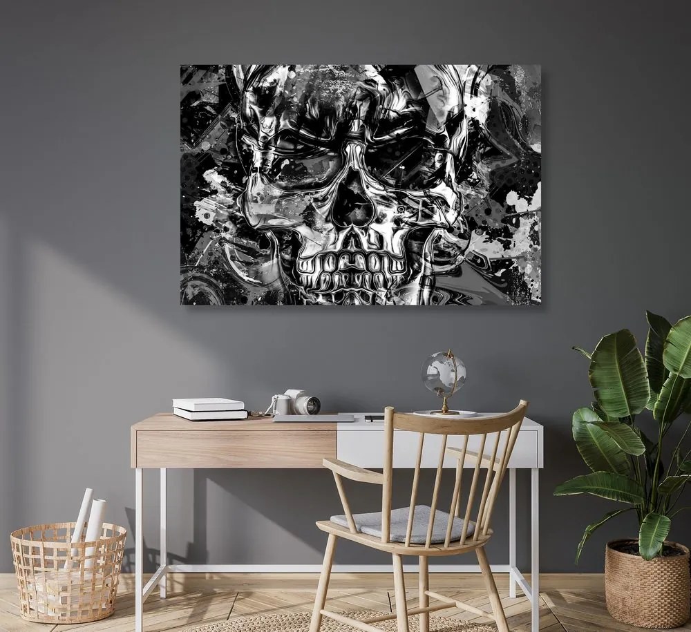 Quadro su tela – Teschio artistico in bianco e nero