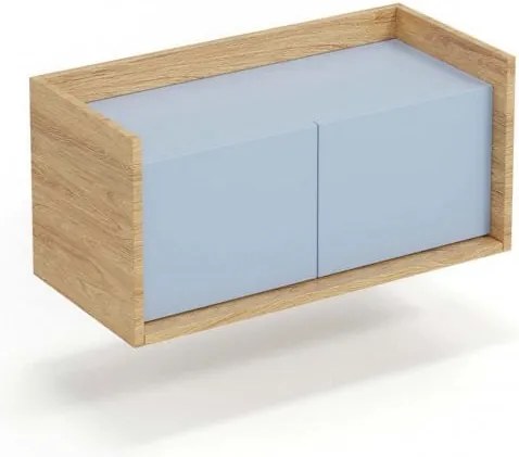 Comò Mobius 2D in legno naturale/blu - H36 cm