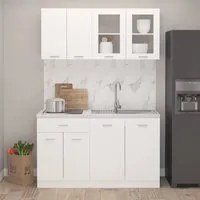 Set Armadi da Cucina 4 pz Bianco in Truciolato 3067655