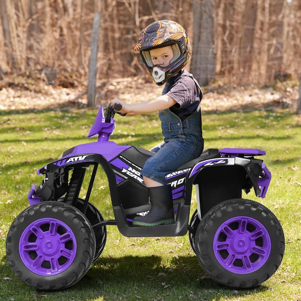 Costway Quad elettrico ATV 12 V per bambini con musica e luci LED, Quad a batteria con sedile comodo 104x67x74cm