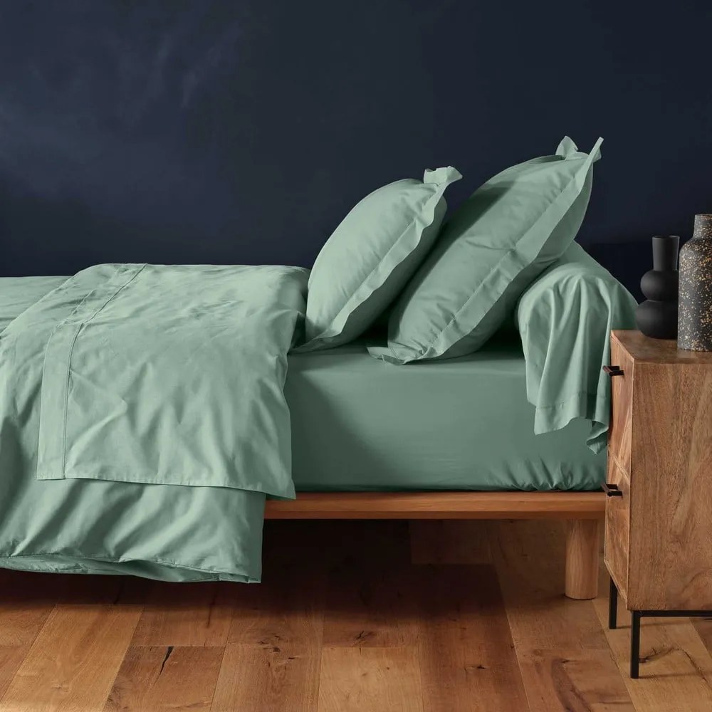 Lenzuolo con angoli verde chiaro in cotone 140x200 cm Lina - douceur d'intérieur