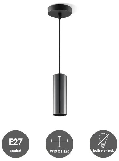 Lampadario a sospensione con filo SAGA 1xE27/40W/230V nero