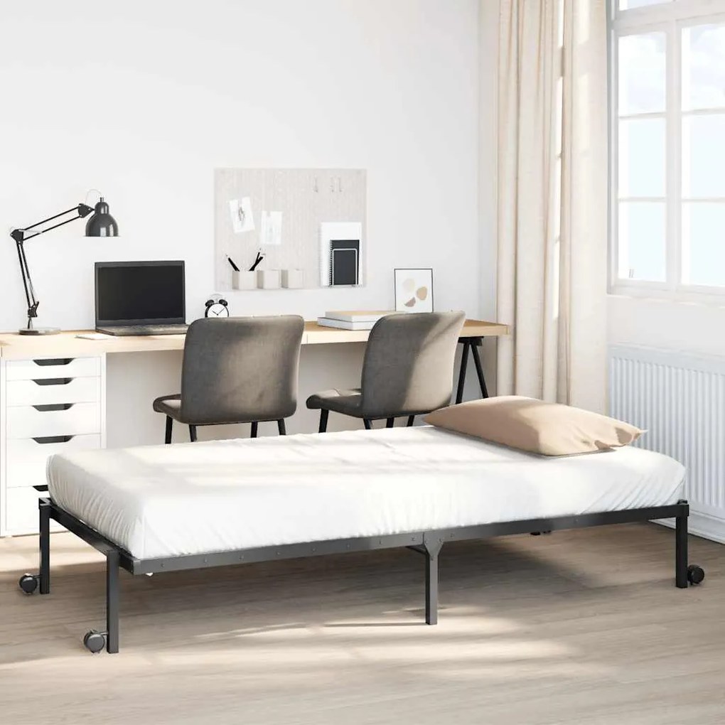 Giroletto Senza Materasso Pieghevole Nero 80x200 Cm İn Acciaio /