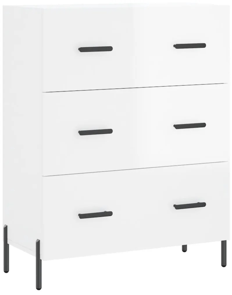 Credenza 69,5x34x90 cm in legno multistrato bianco lucido