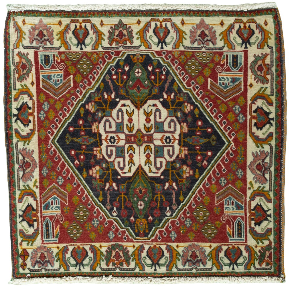 Shiraz Tappeto persiano 70 x 70 Rosso (Iran) Annodato A Mano