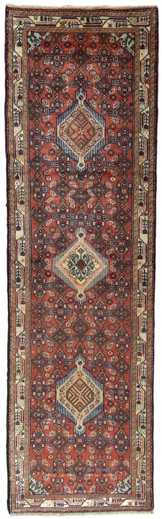 Hamedan Tappeto persiano 280 x 80 Rosso (Iran) Annodato A Mano