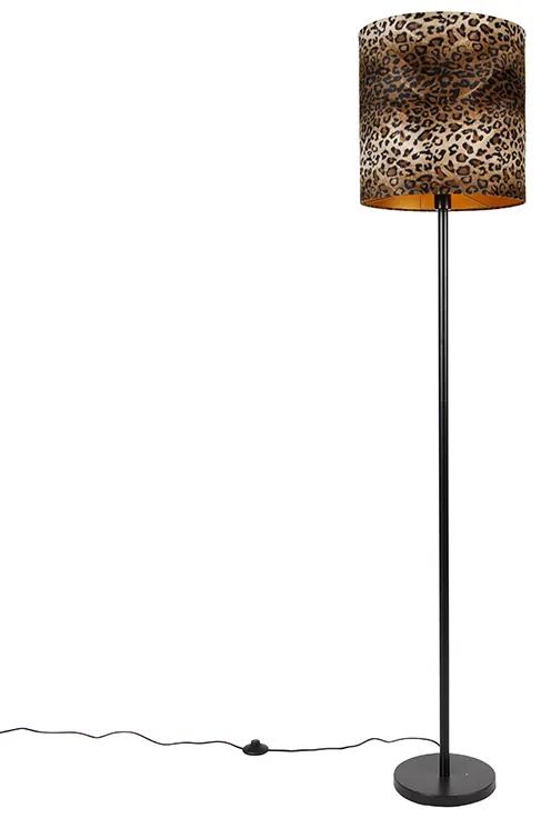 Lampada da terra con paralume nero leopardato 40 cm - SIMPLO