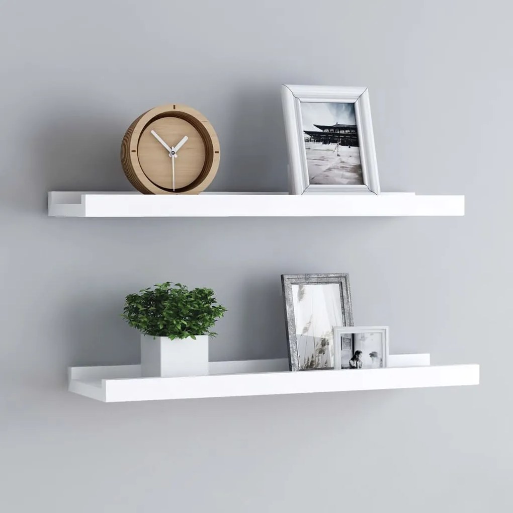 Mensole Con Sporgenza 2 Pz Bianche 40x9x3 Cm Mdf /