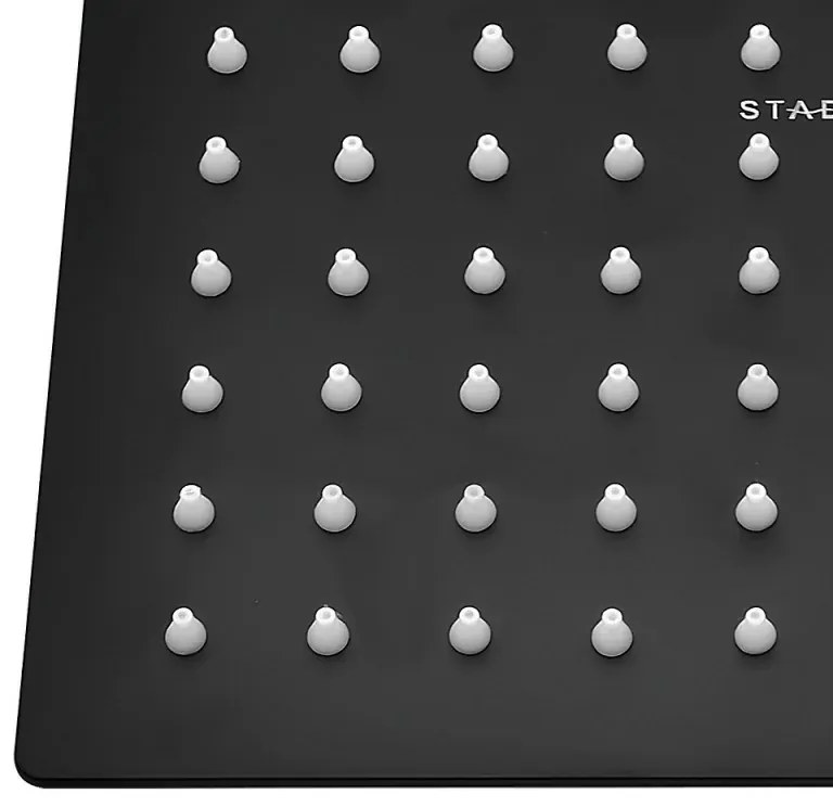 Soffione doccia quadrato 20x20 cm con braccio 30 cm in acciaio nero opaco