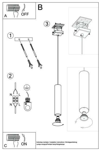 Sollux SL.0327 - Lampadario a sospensione con filo LAGOS 1 1xGU10/10W/230V nero