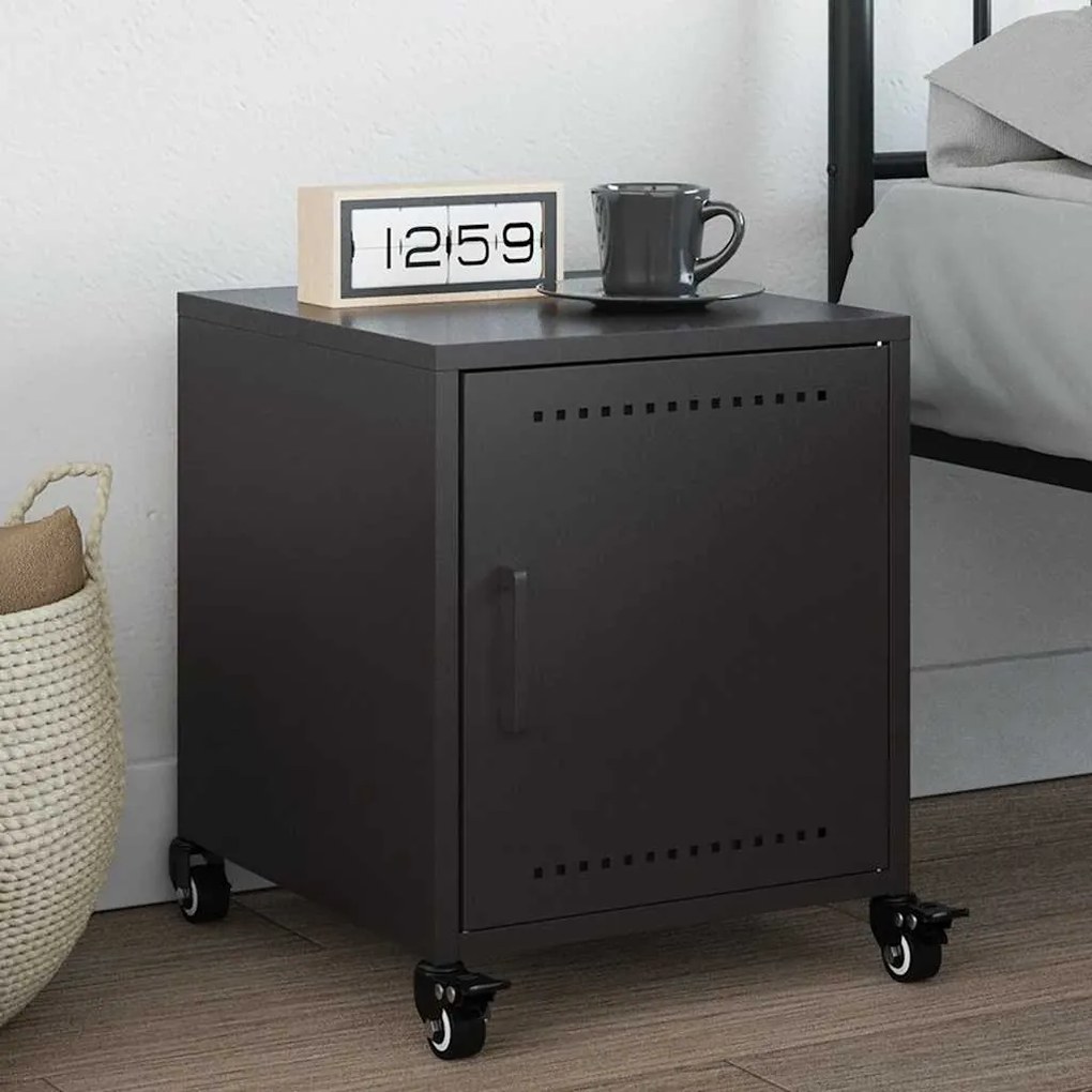 Comodino Nero 36x39x43,5 Cm İn Acciaio /