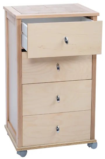 Carrello da cucina POKER con cassetti e piano in ceramica Naturale