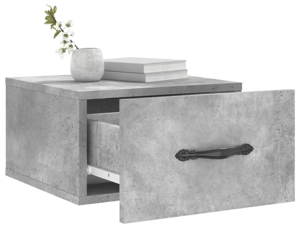 Comodini a muro 2 pz grigio cemento 35x35x20 cm