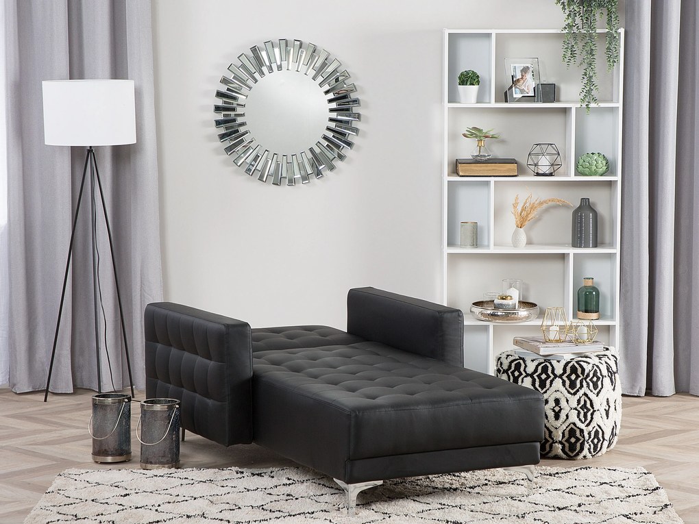 Chaise longue in pelle sintetica nera ABERDEEN Beliani
