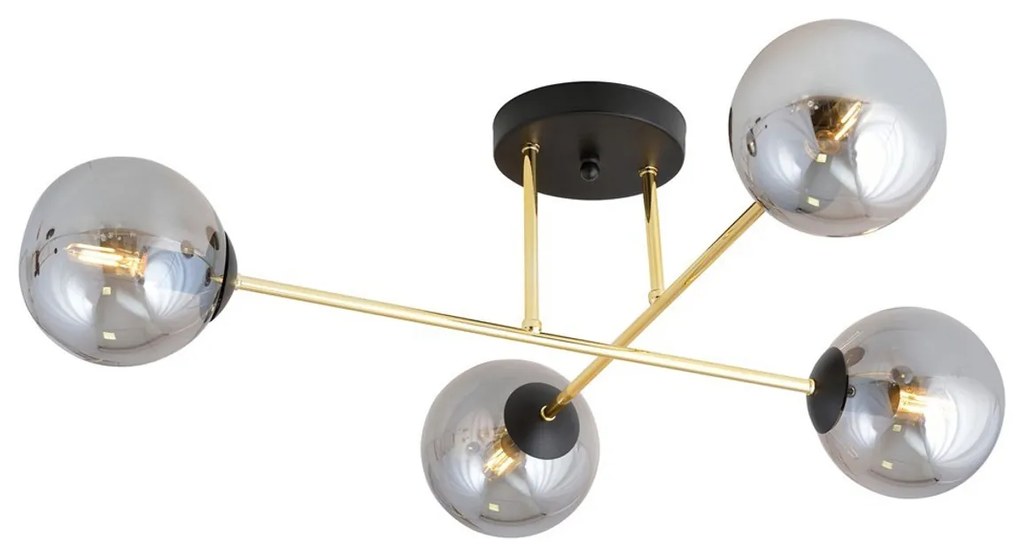 Lampadario da Soffitto MAGNUM 4 in Acciaio e Vetro 4xE14